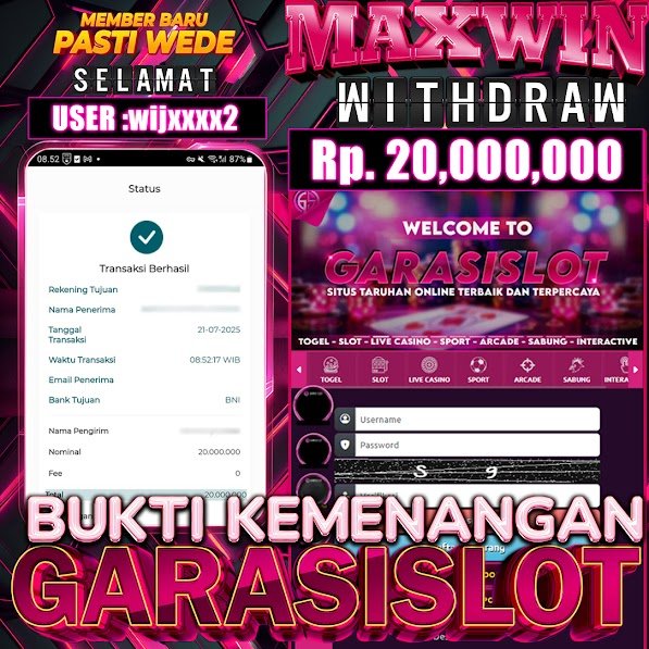 Selamat kepada pemenang kita telah dapat kan jepe bermain di game gacor GARASISLOT bermain di game bonanza 1000 provider pramatic
