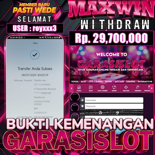 selamat atas kemenangan nya member vip kita dapat JEPE bermain di situs Gacor GARASISLOT bermain di WILD BANDITO