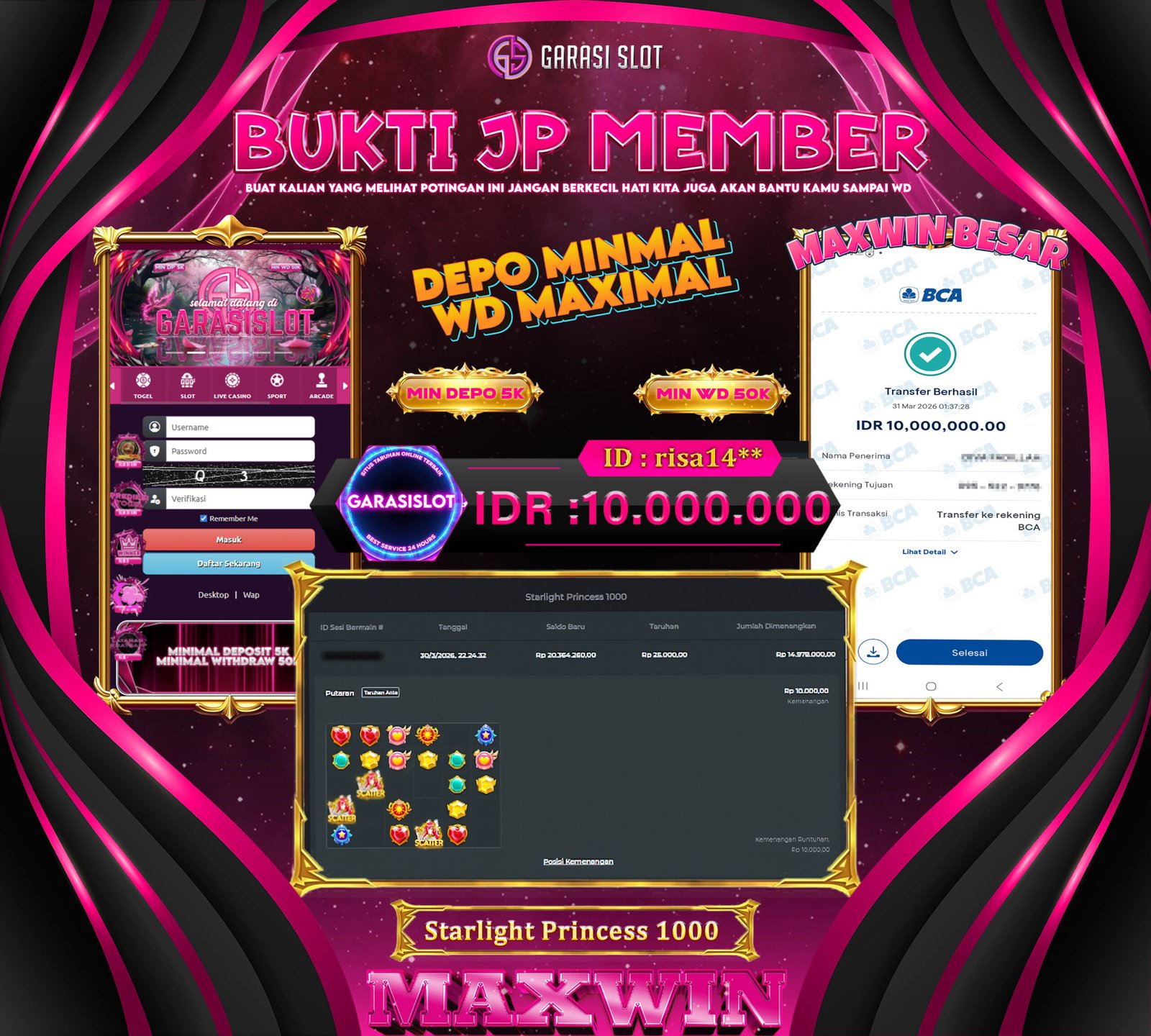GARASISLOT Bukti Kemenangan Starlight Princess 1000